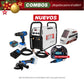 COMBO SOLDADOR INVERSOR + CARETA ELECTRONICA + TALADRO PERCUTOR INALAMBRICO + ESMERILADORA INALAMBRICA + BATERIA  + CARGADOR DE BATERIA + MOTO TOOL 180W