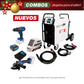 COMBO SOLDADOR INVERSOR + ANTORCHA + CARETA ELECTRONICA + TALADRO PERCUTOR + ESMERILADORA INALAMBRICA + BATERIA + CARGADOR DE BATERIA 40V