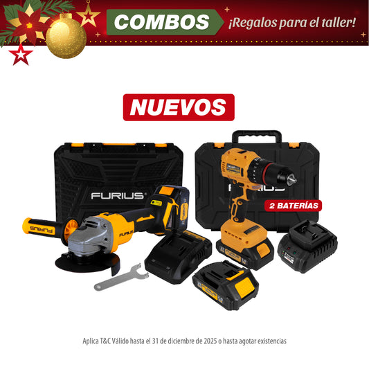COMBO ESMERILADORA ANGULAR INALAMBRICA + TALADRO PERCUTOR INALAMBRICO