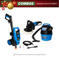 COMBO HIDROLAVADORA ELECTRICA 1700W + ASPIRADORA 1GAL 1.5HP + PULIDORA DE FELPA/POLICHADORA 7INCH