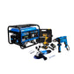 COMBO GENERADOR PORTATIL GASOLINA 2.5KW + TALADRO PERCUTOR 1/2PUL + ESMERILADORA ANGULAR 4-1/2INCH 820 W + TALADRO PERCUTOR INALAMBRICO 21V