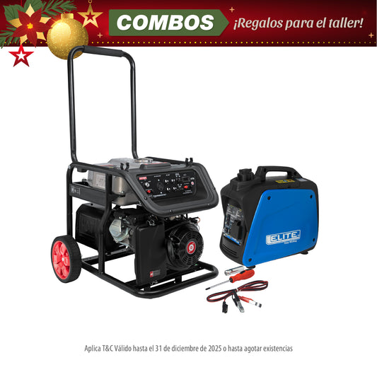 COMBO GENERADOR PORTATIL GASOLINA 6.7KW + GENERADOR INVERSOR ULTRA SILENCIOSO