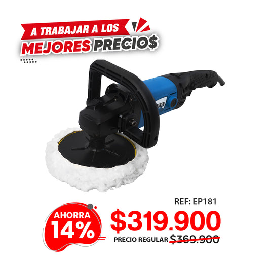 Pulidora de felpa / Polichadora eléctrica 7" 1.400W 3.000 RPM ÉLITE