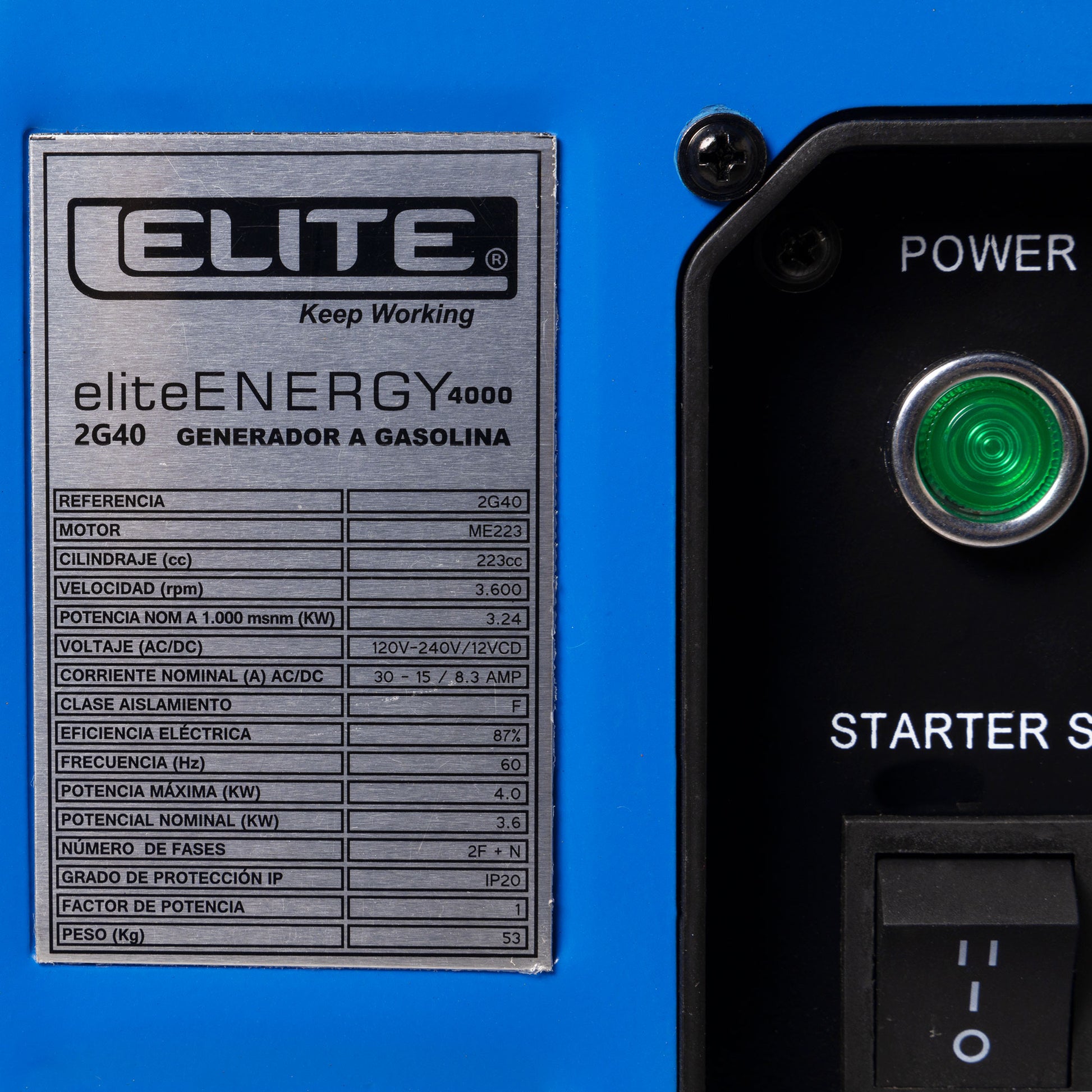 Generador eléctrico a gasolina 4.000W 15L Ref. ENERGY4000 ELITE - Elite  Tools
