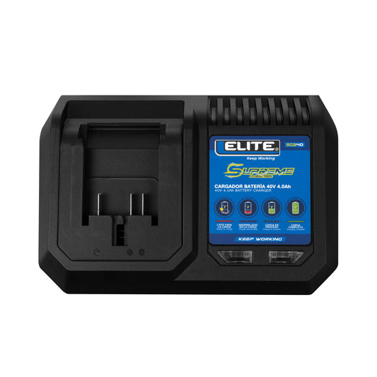 Cargador de batería  40V, 4A, ELITE con puerto USB.