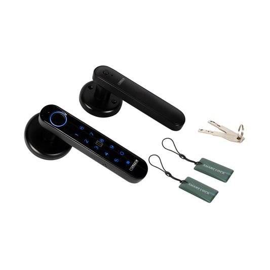 Cerradura inteligente ELITE para puertas de hasta 6cm de ancho. 4 métodos de apertura: huella, aplicación (bluetooth), contraseña y llave. SL3000