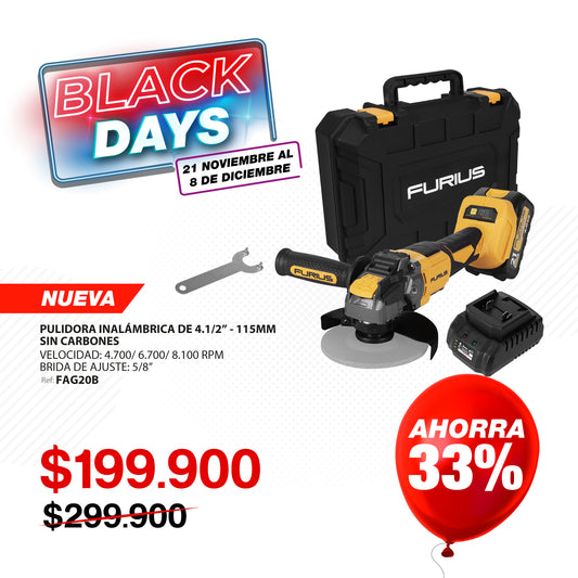 ESMERILADORA ANGULAR INALAMBRICA BRUSHLESS   4 1/2" 21V