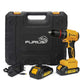Taladro percutor inalambrico brushless 21V +  2  baterias  de 2 Amp + cargador + accesorios + maletin plastico