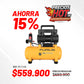 COMPRESOR DE AIRE SILENCIOSO LIBRE DE ACEITE 12L- 6.6 CFM - 1.5HP Maximo/ 1.0HP Nominal - 120PSI