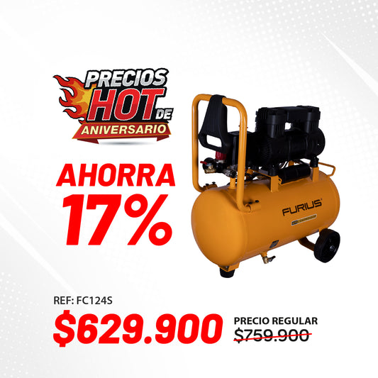 COMPRESOR DE AIRE SILENCIOSO LIBRE DE ACEITE 24L- 6.6 CFM - 1.5HP Maximo/ 1.0HP Nominal - 120PSI