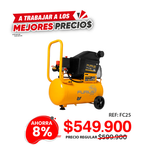 Compresor de aire 25 Litros 115 psi  . FLUX AIR 25