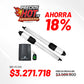Pistón para puertas batientes/abatibles de hasta 350Kg o 4 metros de ancho. Incluye 2 pistones. FALCON350