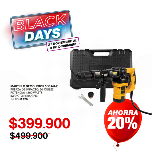 Martillo demoledor SDS Max Furius FDH1320 1300W 20J 4600GPM