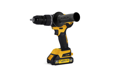 Taladro percutor inalámbrico FURIUS FIRE 21B 21V 13mm Brushless con 2 baterías, cargador y estuche plástico