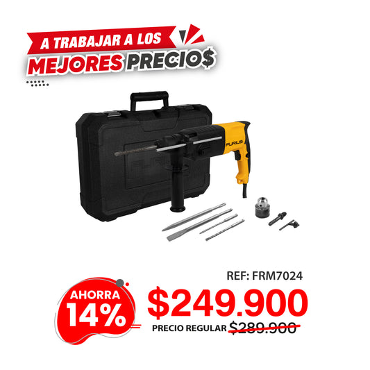 Rotomartillo con Tipo de Encastre SDS Plus, Potencia de 720W, 2.6 Joules de Energia de Impacto, 110V-60Hz