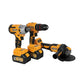 LLAVE DE IMPACTO INALAMBRICO BRUSHLESS 1/2"  DE 21V  + TALADRO PERCUTOR INALAMBRICO BRUSHLESS 1/2"  DE 21V  + ESMERILADORA ANGULAR INALAMBRICO BRUSHLESS  4 1/2" 21v