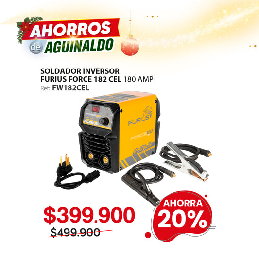 Soldador inversor FURIUS FORCE 182 CEL 180A 110/220V para electrodo y TIG raspado