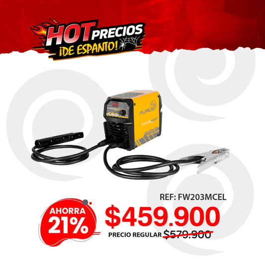 Soldador inversor FURIUS FORCE 203M CEL 200A 110/220V para electrodo y TIG raspado