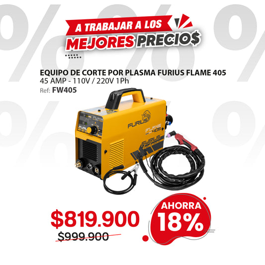 Cortadora plasma inversor FURIUS FLAME 405 45A 110/220V