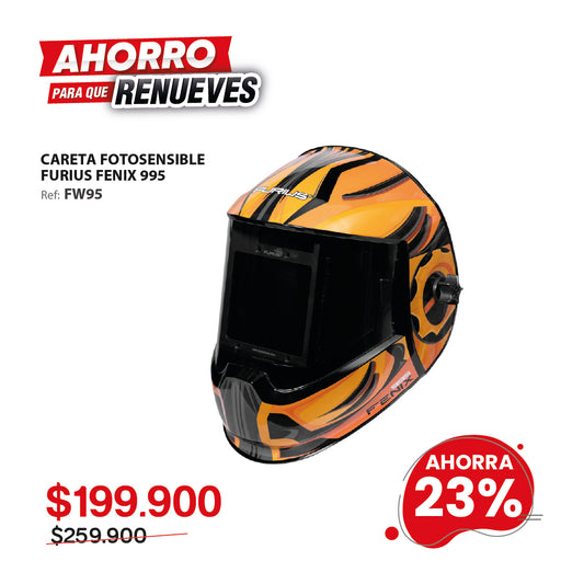 Careta electrónica fotosensible con 4 sensores visión 180grados DIN  4/5-9/9-13  FENIX 995