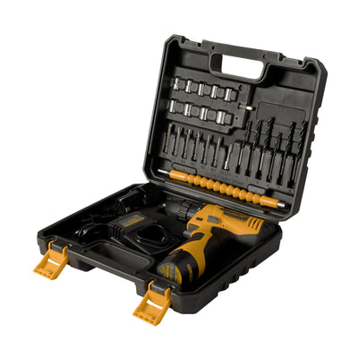 Kit taladro atornillador inalámbrico FURIUS FIRE 12V 3/8” con 2 baterías y accesorios