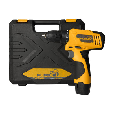 Kit Taladro Atornillador Inalámbrico 12V de 3/8" (10mm) FURIUS con 2 BATERÍAS, CARGADOR y ACCESORIOS