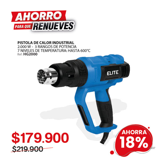 Pistola de Calor 2000W con Control de Temperatura Ajustable – Elite