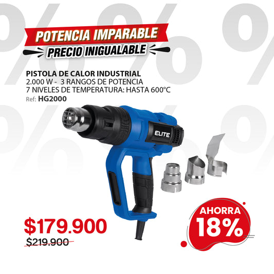 Pistola de Calor 2000W con Control de Temperatura Ajustable – Elite