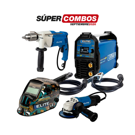 COMBO SOLDADOR INVERSOR + TALADRO DE ROTACION + CARETA ELECTRONICA + ESMERILADORA ANGULAR