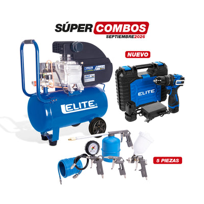 COMBO COMPRESOR DE AIRE + SET DE ACCESORIOS PARA COMPRESOR + TALADRO PERCUTOR