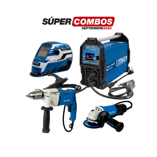COMBO SOLDADOR INVERSOR + CARETA ELECTRONICA + ESMERILADORA ANGULAR + TALADRO DE ROTACION