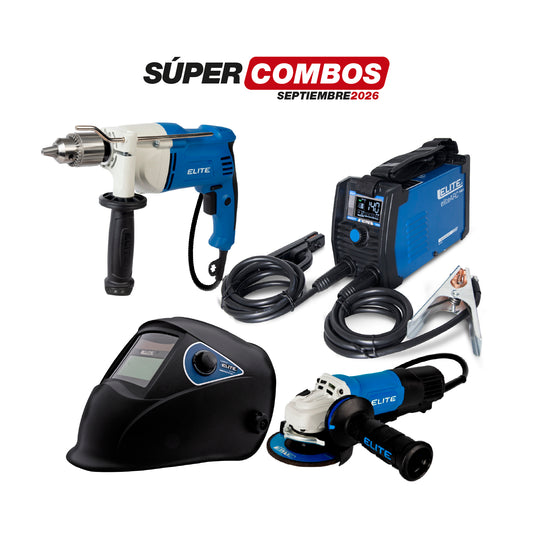 COMBO SOLDADOR INVERSOR + CARETA ELECTRONICA + ESMERILADORA ANGULAR + TALADRO DE ROTACION