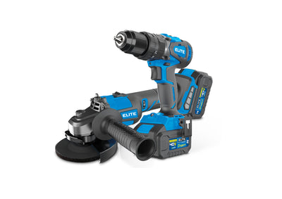 Kit taladro percutor 40V + esmeriladora brushless Elite 125mm