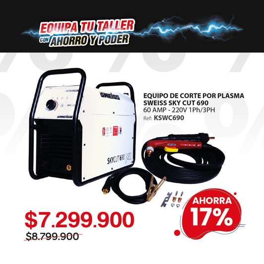 Cortador de plasma 60A hasta 35mm (1+ ⅜”) SKY CUT 690 MX