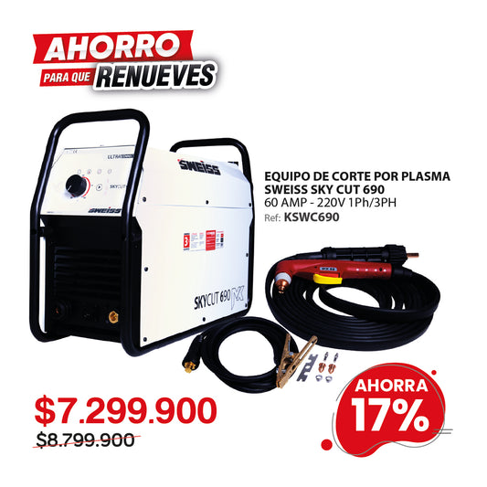 Cortador de plasma 60A hasta 35mm (1+ ⅜”) SKY CUT 690 MX