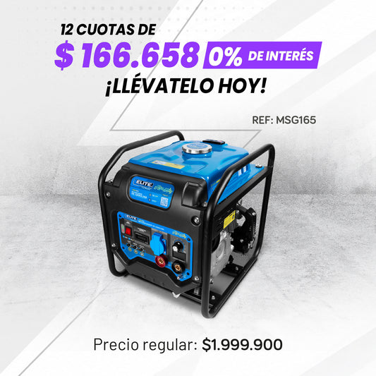 Motosoldador Inverter ELITE 150A de Potencia y Generador Integrado 1300W a Gasolina con Encendido Manual