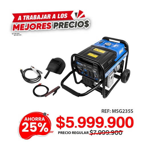 Motosoldador de Gasolina MSG235S RALLY, 200A, 5500W, 120/240V, Enc Manual y Electrico
