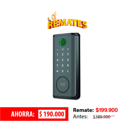 Cerradura inteligente ACCESSMATIC para puertas de hasta 6cm de ancho. 4 métodos de apertura: huella, aplicación (bluetooth), contraseña y llave. OWL404