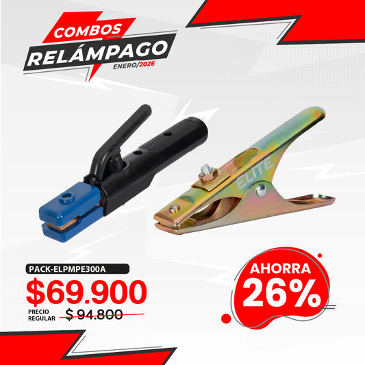COMBO PINZA PORTAELECTRODO 300AMP + PINZA DE MASA