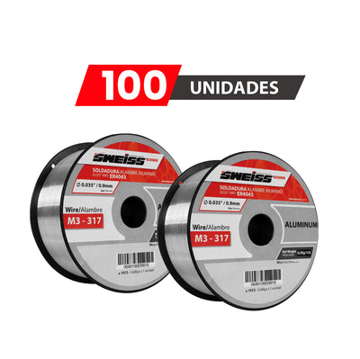 PACK X100 Rollo soldadura MIG alambre aluminio 0.035'  0.9mm AWS ER4043 (0.45 Kg)