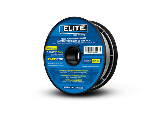 ROLLO ALAMBRE FLUX CORED (AUTOPROTEGIDO) E71T-GS 100mm 2Lb (0,9KG) 0,8MM (0.030) ELITE