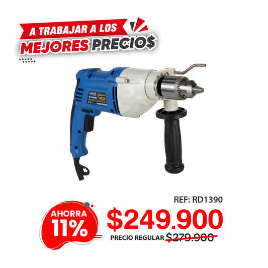 Taladro de Rotacion 1/2Pul (13mm), 900W, 55Nm, 110V-60HZ Mandril HD