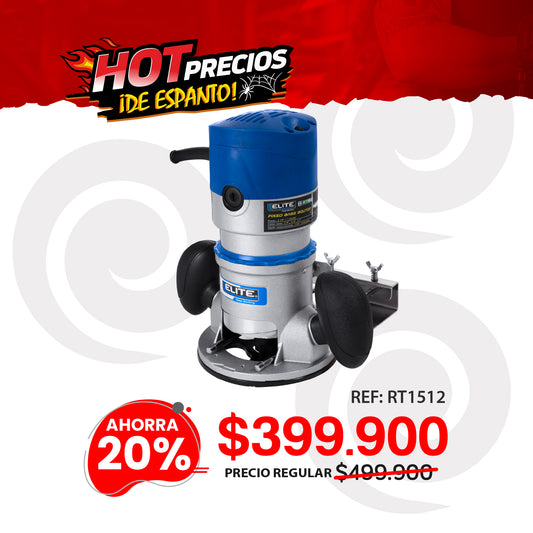 Ruteadora 1500W 28.000 RPM COLLET 12MM de Base Fija 110V 60Hz ELITE
