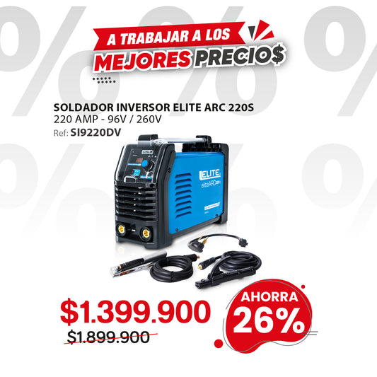 Soldador inversor ELITE ARC 220S 220A 110/220V para electrodo y TIG LIFT ARC