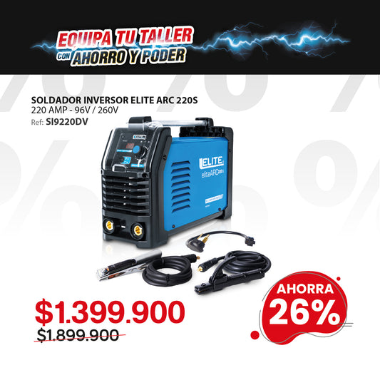 Soldador inversor ELITE ARC 220S 220A 110/220V para electrodo y TIG LIFT ARC