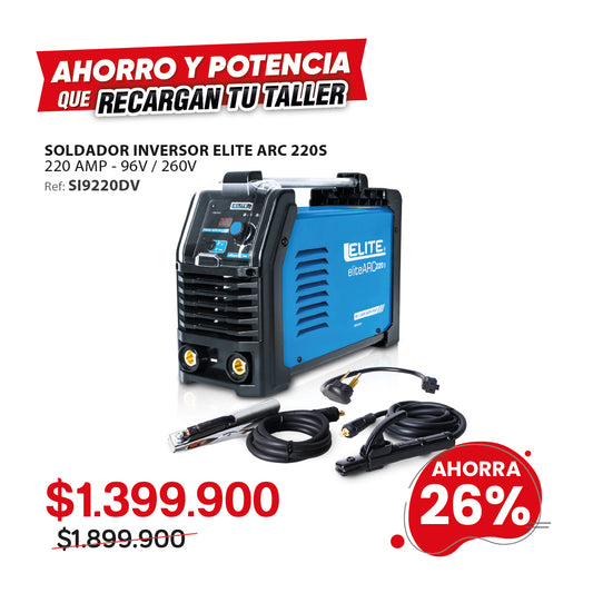 Soldador inversor ELITE ARC 220S 220A 110/220V para electrodo y TIG LIFT ARC