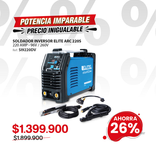 Soldador inversor ELITE ARC 220S 220A 110/220V para electrodo y TIG LIFT ARC