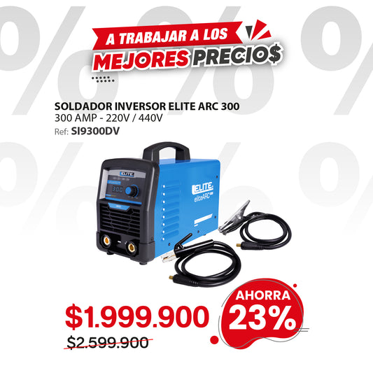 Soldador inversor ELITE ARC 300 300A 220/440V para electrodo y TIG LIFT ARC