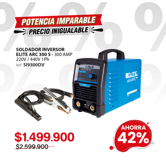 Soldador inversor ELITE ARC 300 300A 220/440V para electrodo y TIG LIFT ARC