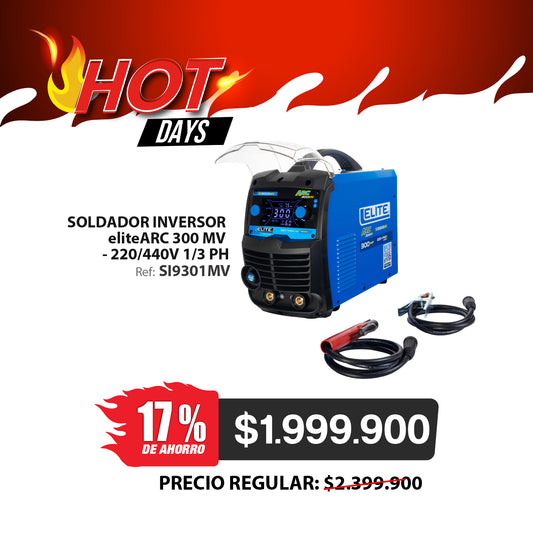 Soldador inversor 300A 220/440V MMA Pulsado / TIG Lift – Elite ARC 300 MV